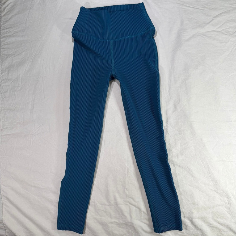 Five Dancewear Ribbed High Waisted Leggings Teal Blue‎ Youth XL YXL